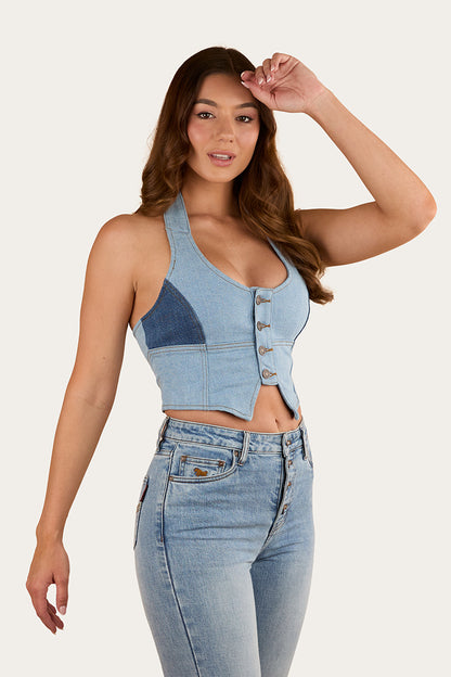 Alinta Womens Denim Bustier - Denim Blue