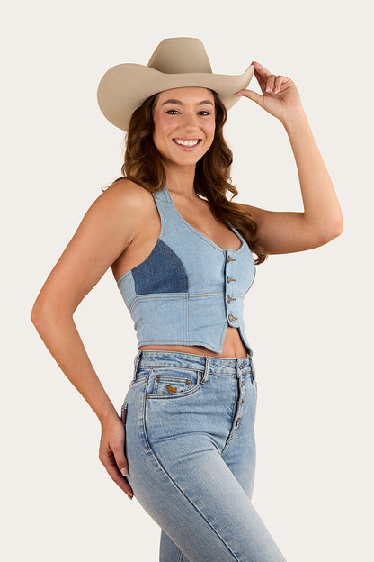 Alinta Womens Denim Bustier - Denim Blue