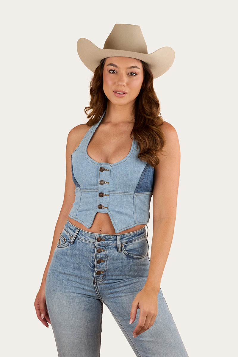 Alinta Womens Denim Bustier - Denim Blue