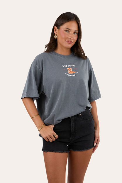 Born In The West Womens Oversized T-Shirt - Washed Black