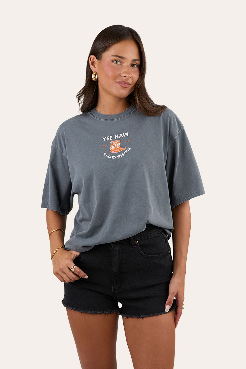 Born In The West Womens Oversized T-Shirt - Washed Black