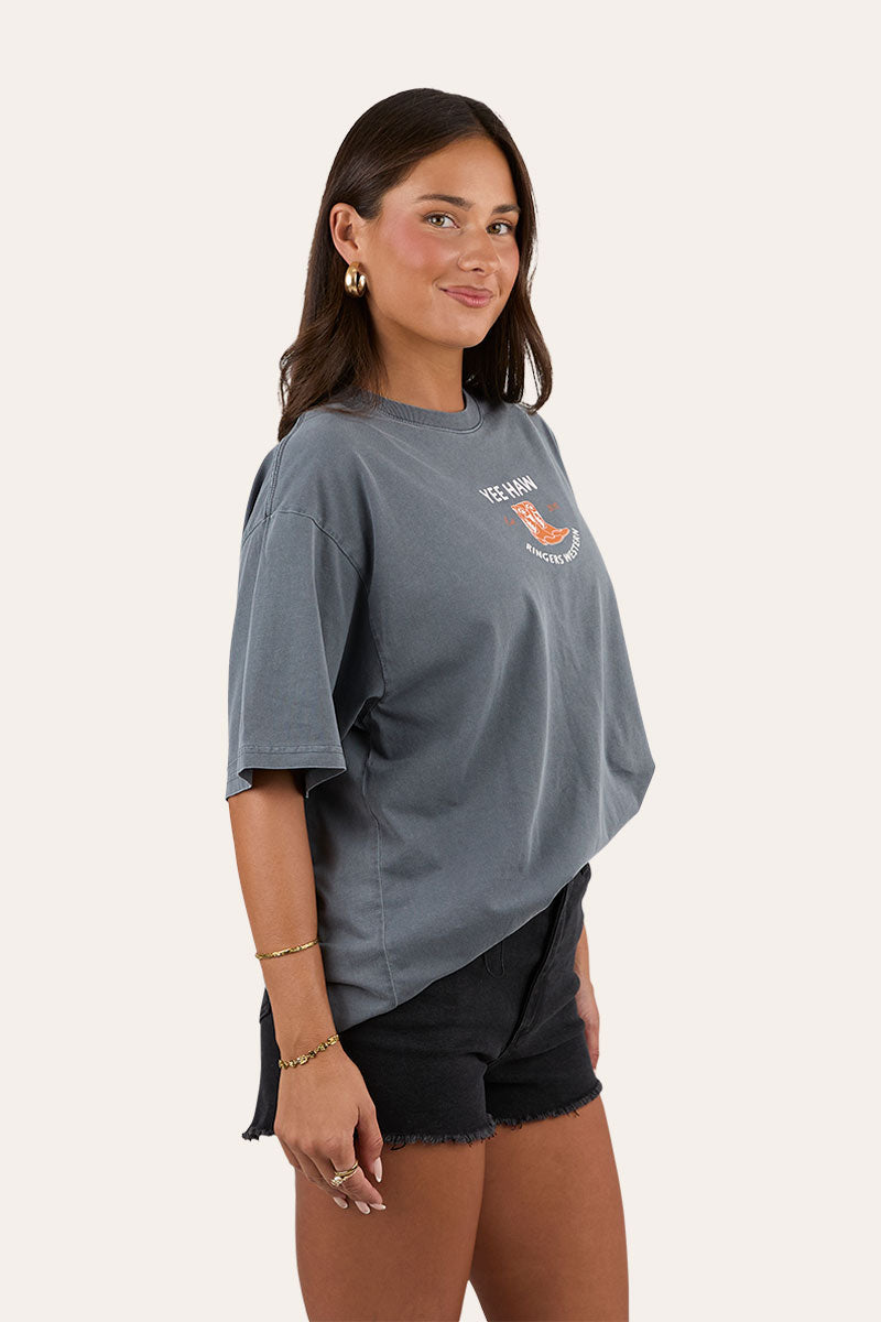 Born In The West Womens Oversized T-Shirt - Washed Black