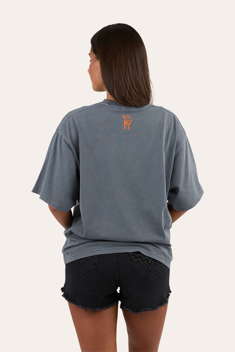 Born In The West Womens Oversized T-Shirt - Washed Black