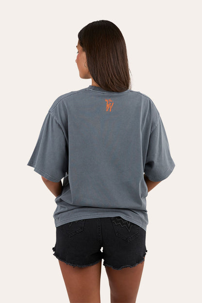 Born In The West Womens Oversized T-Shirt - Washed Black