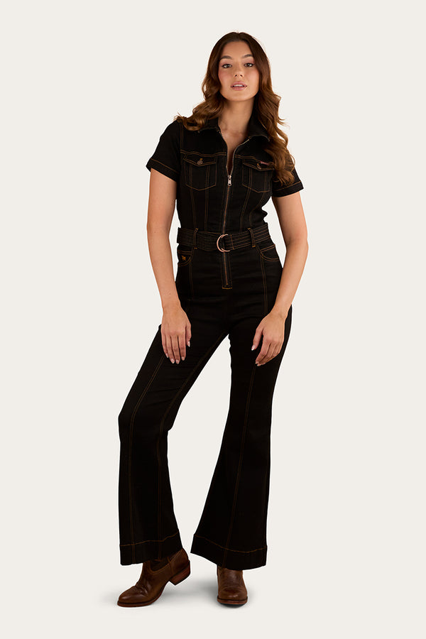 Jazmine Womens Bootleg Jumpsuit - Black