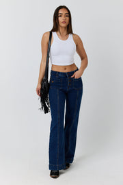 Gabby Womens High Rise Wide Leg Sailor Jean