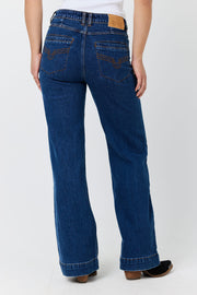 Gabby Womens High Rise Wide Leg Sailor Jean