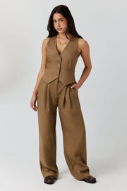 Carly Womens Linen Tailored Pant