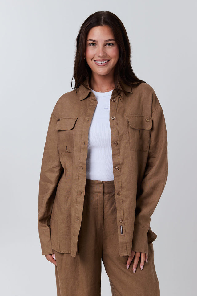 Celine Womens Oversized Linen Shirt