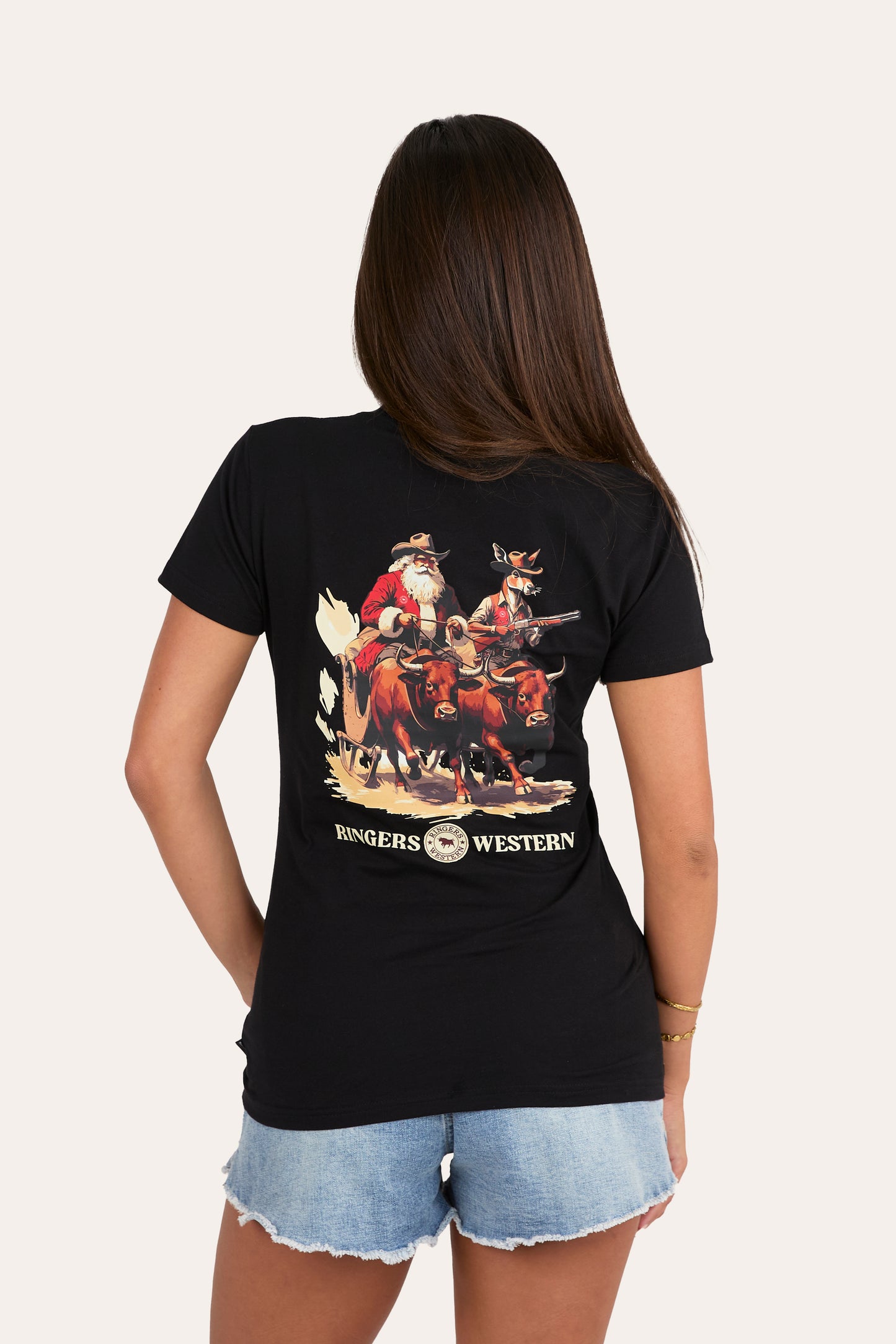 Ridin' Shotgun Womens Christmas Shirt - Black