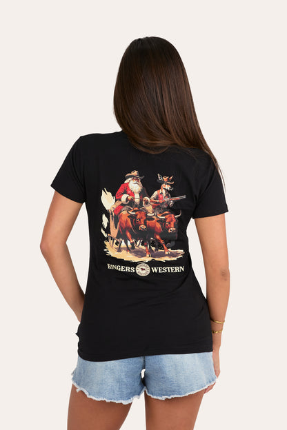 Ridin' Shotgun Womens Christmas Shirt - Black