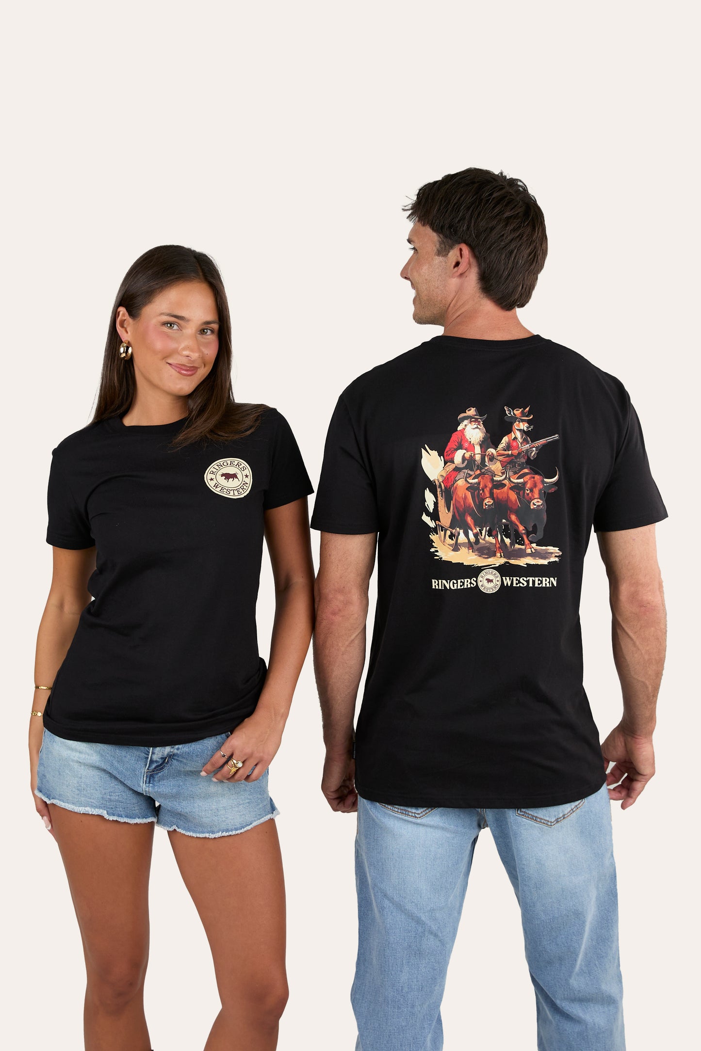 Ridin' Shotgun Womens Christmas Shirt - Black