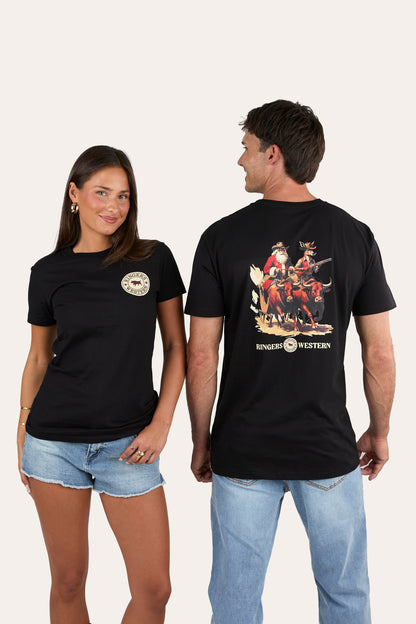 Ridin' Shotgun Womens Christmas Shirt - Black