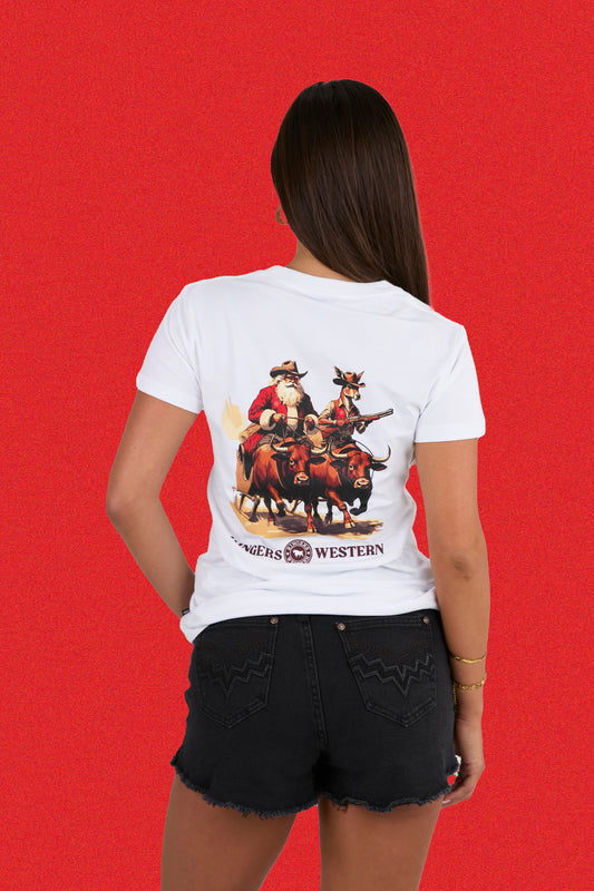 Ridin' Shotgun Womens Christmas Shirt - White