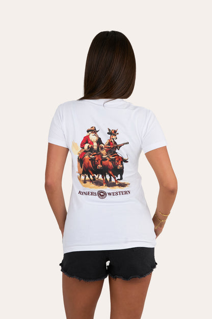 Ridin' Shotgun Womens Christmas Shirt - White