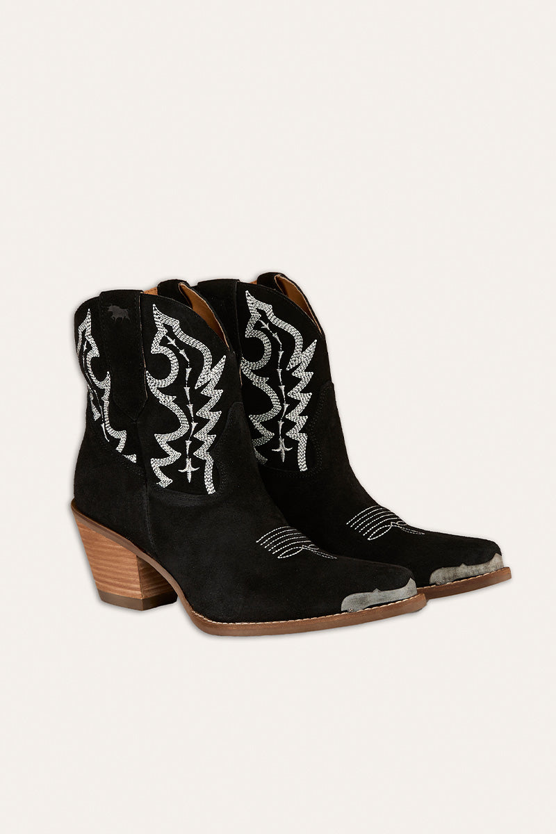 Catalina Womens Western Boot - Black Suede