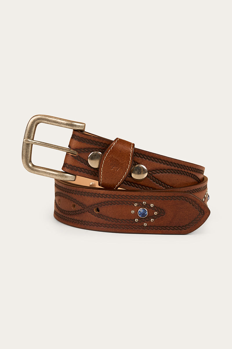 Diamond T Belt - Tan / Silver