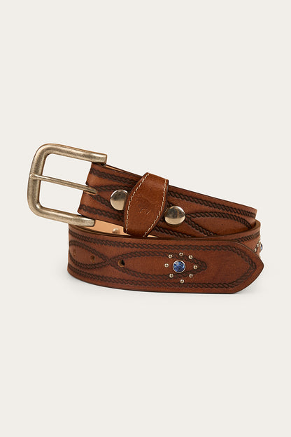 Diamond T Belt - Tan / Silver