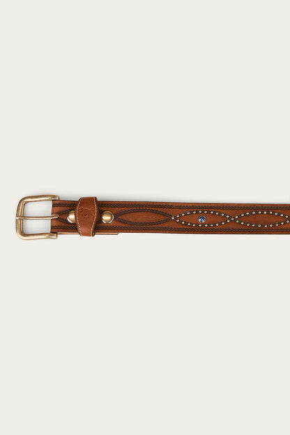 Diamond T Belt - Tan / Silver