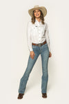 Katherine Cowgirl Womens Mid-Rise Bootleg Jeans - Light Blue