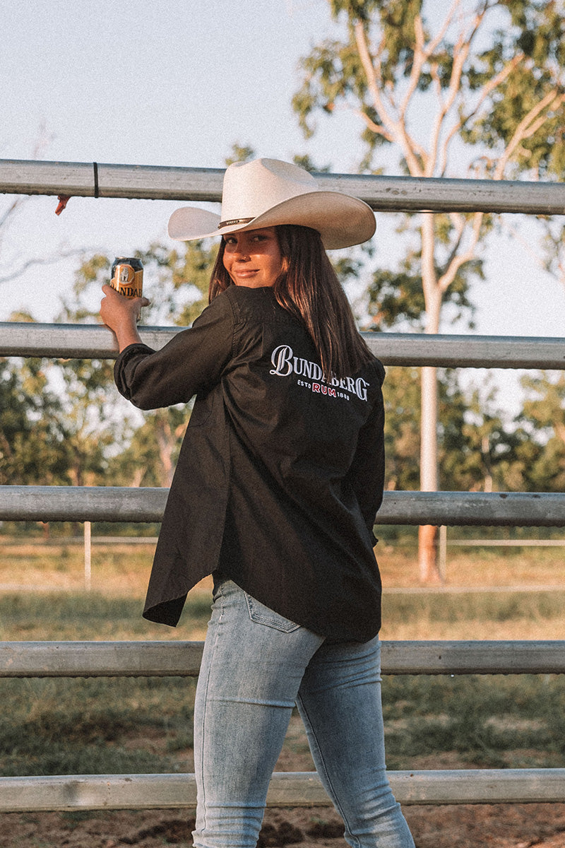 Bundy Womens Full Button Work Shirt - Black