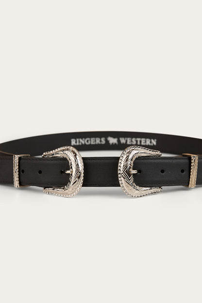 Zahra Double Buckle Belt - Black