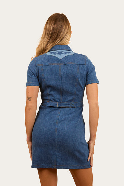 Alinta Womens Denim Mini Dress - Vintage Blue Wash