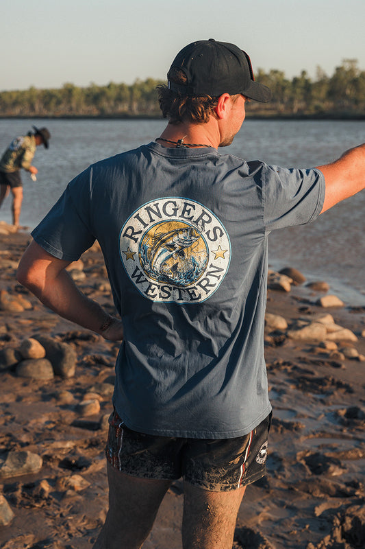 Big Catch Mens Loose Fit T-Shirt - Washed Navy