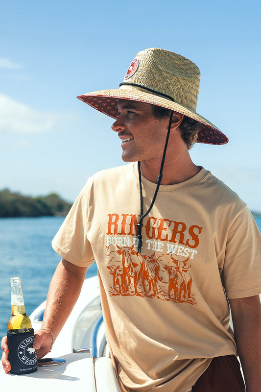 Born In The West Mens Loose Fit T-Shirt - Dark Sand