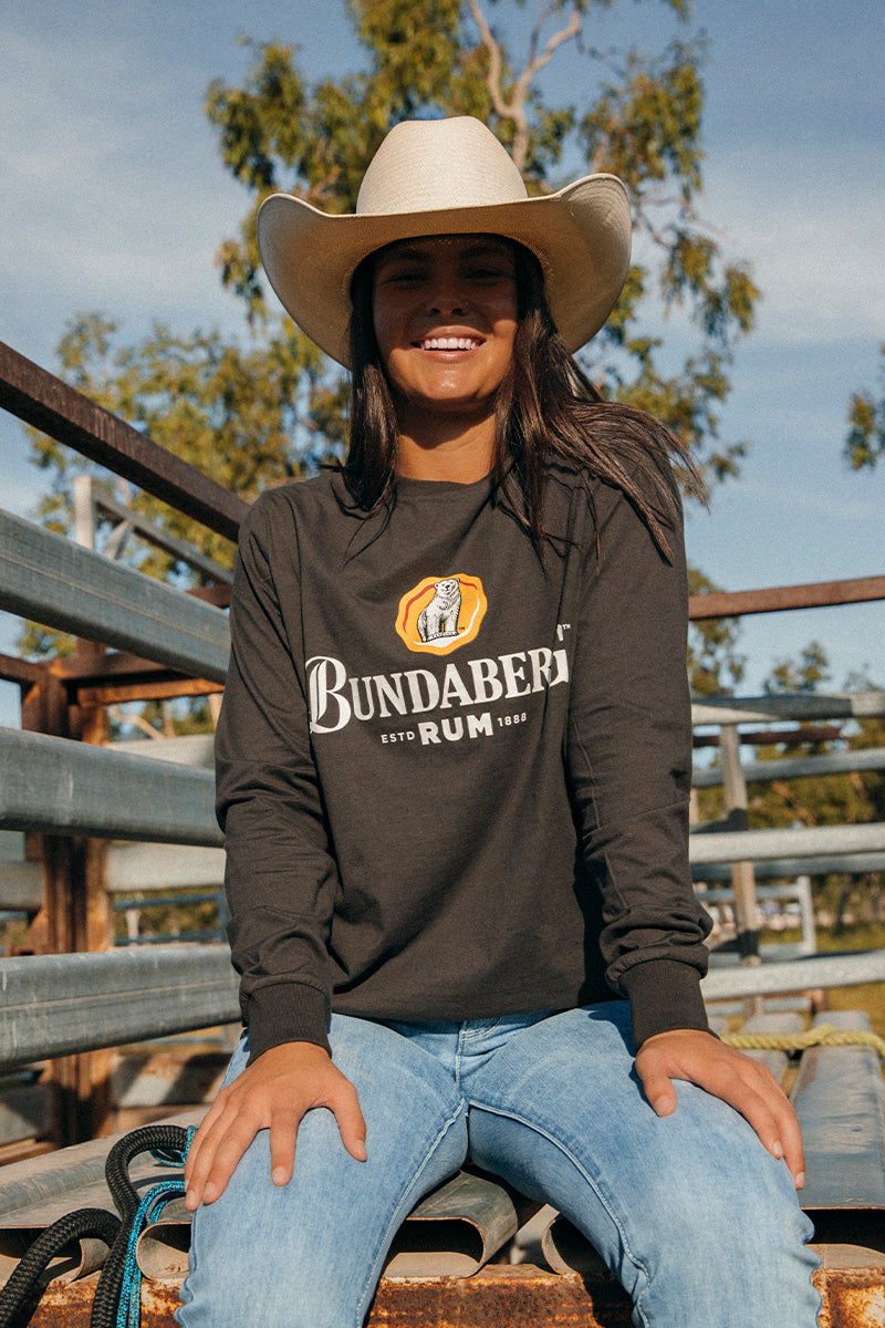 Bundy Womens Loose Fit LS T-Shirt - Charcoal