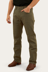 Muster Mens Slim Straight Fit Jean - Military Green