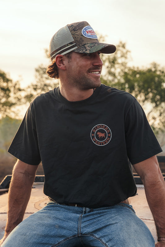 Signature Bull Mens Loose T-Shirt - Charcoal / Copper