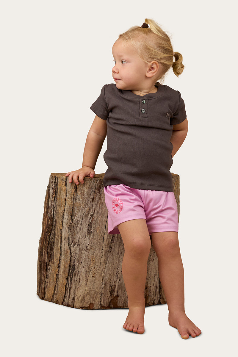 Casey Kids Rib Henley Top - Charcoal