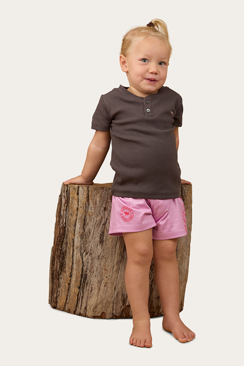 Casey Kids Rib Henley Top - Charcoal