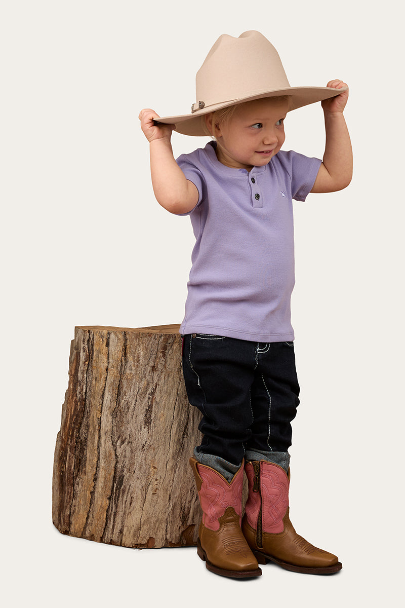 Casey Kids Rib Henley Top - Violet