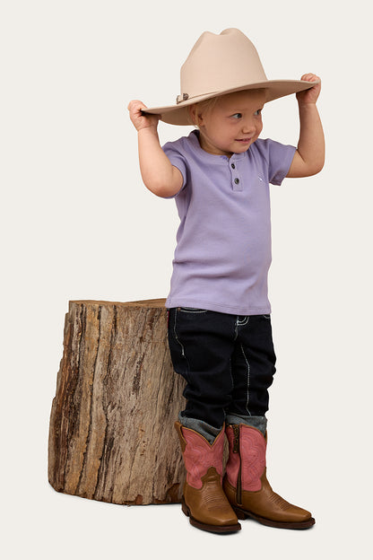 Casey Kids Rib Henley Top - Violet