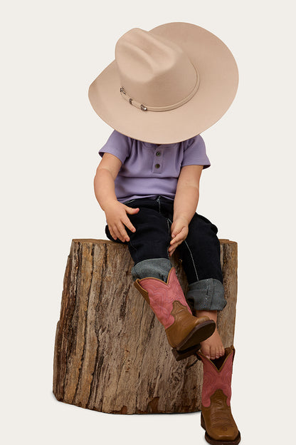 Casey Kids Rib Henley Top - Violet