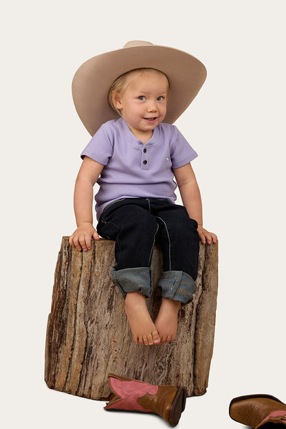 Casey Kids Rib Henley Top - Violet