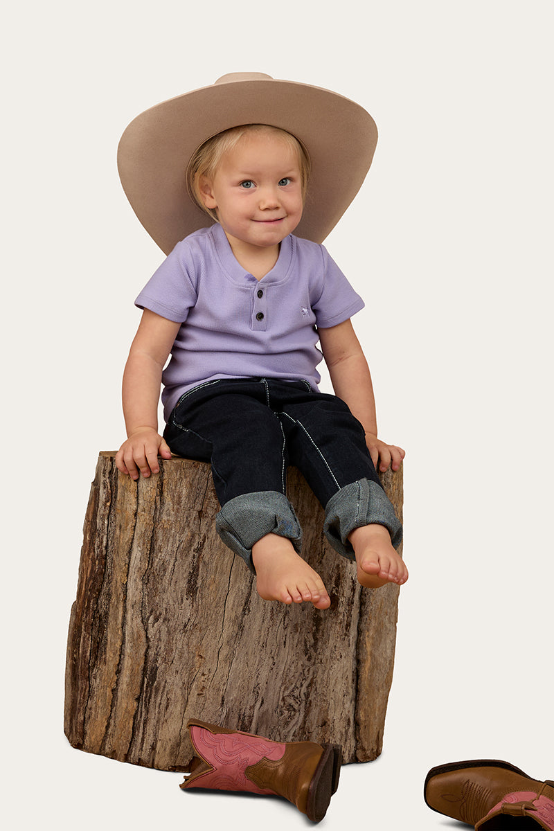 Casey Kids Rib Henley Top - Violet