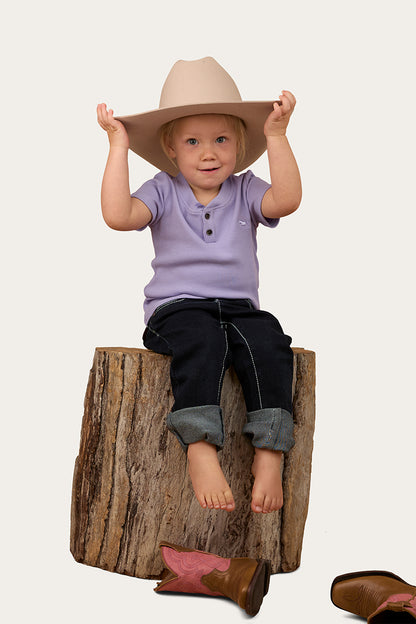 Casey Kids Rib Henley Top - Violet