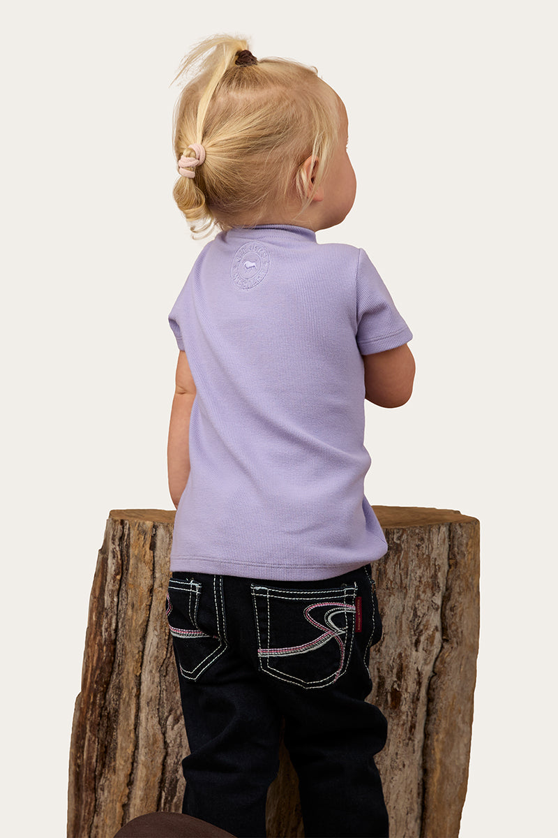 Casey Kids Rib Henley Top - Violet