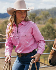Womens Half Button Work Shirts