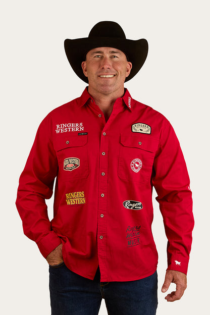 Chute Boss Mens Full Button Work Shirt - Dark Red