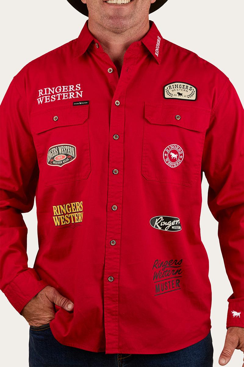 Chute Boss Mens Full Button Work Shirt - Dark Red