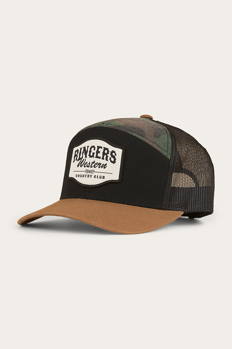 Country Club 7 Panel Cap - Black / Camo