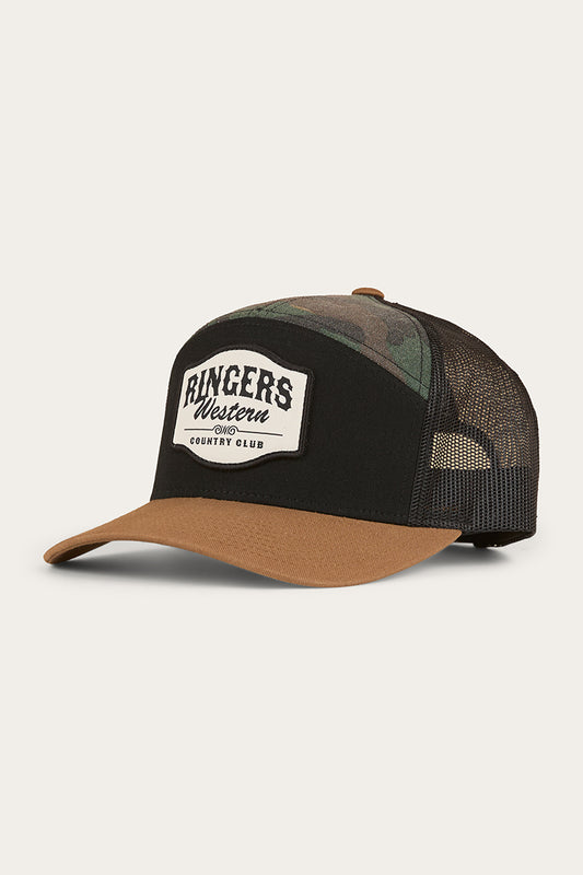 Country Club 7 Panel Cap - Black / Camo
