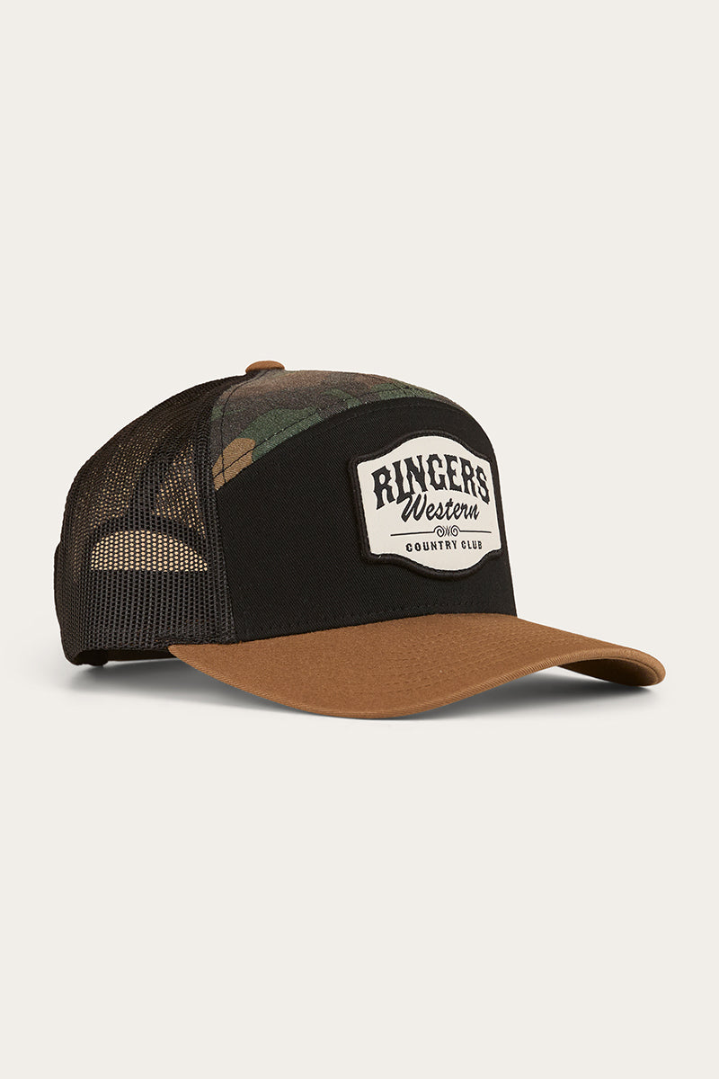 Country Club 7 Panel Cap - Black / Camo
