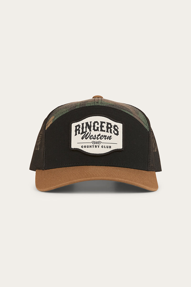 Country Club 7 Panel Cap - Black / Camo