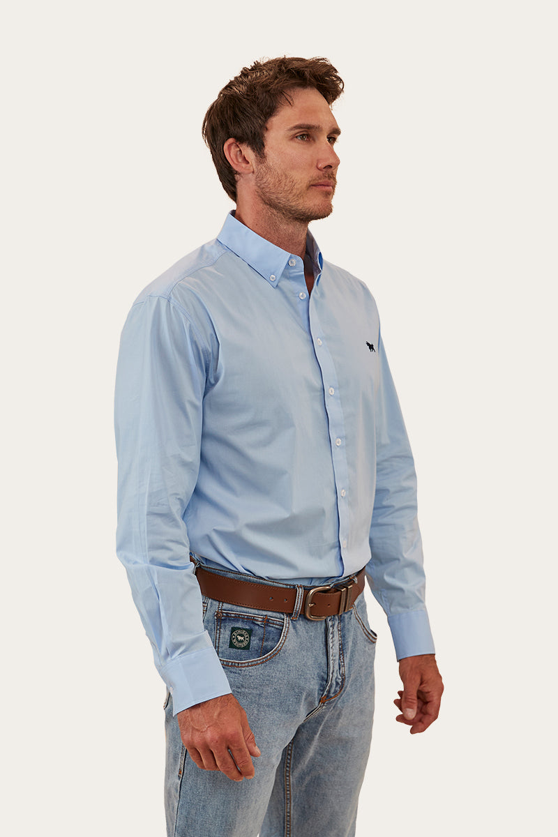 Longreach Mens Plain Dress Shirt Sky Blue