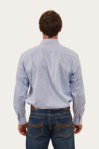 Whyalla Mens Check Dress Shirt - White/Blue